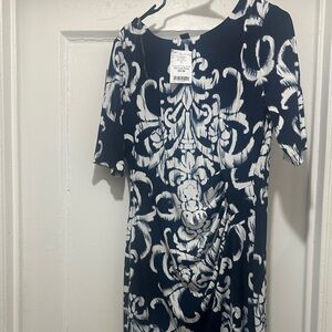 Connected Apparel Navy and White Dress